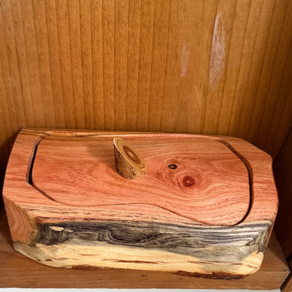 Handcrafted Natural Wood Box with Live Edge. Unique, collectible.